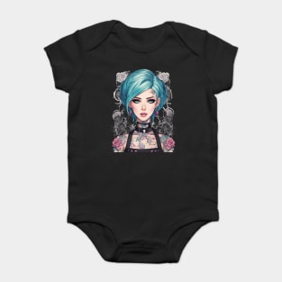 Roses and Shadows Secret Emo Goth Anime Girl Baby Bodysuit